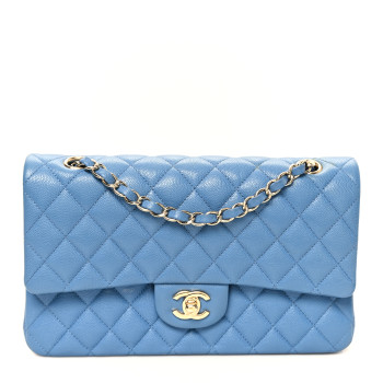CHANEL Caviar Quilted Medium Double Flap Blue