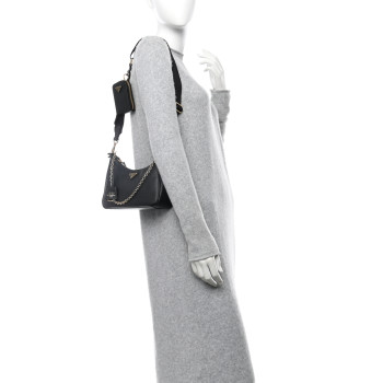 PRADA Saffiano Lux Re-Edition 2005 Shoulder Bag Black