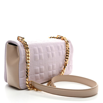 BURBERRY Lambskin Quilted Small Lola Bag Pale Thistle Soft Fawn