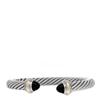 DAVID YURMAN Sterling Silver 14K Yellow Gold Black Onyx 7mm Cable Classics Bracelet