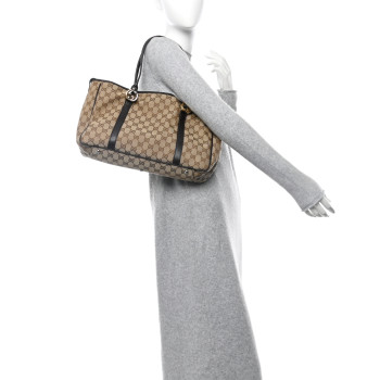 GUCCI Monogram Medium Twins Tote Dark Brown