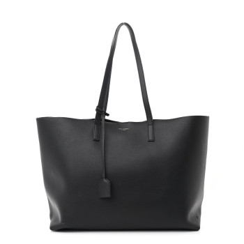 SAINT LAURENT Calfskin Large Shopping Tote Black