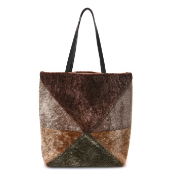LOEWE Shearling Large Puzzle Fold Tote Multicolor