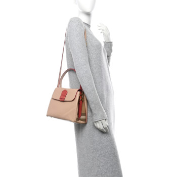 BURBERRY Derby Calfskin Snakeskin House Check Small Camberley Beige Red