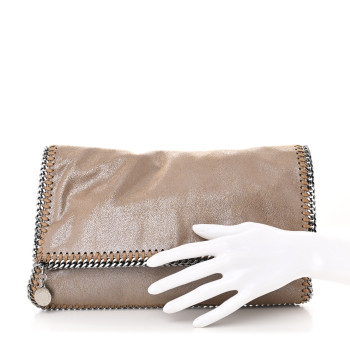 STELLA MCCARTNEY Shaggy Deer Falabella Fold Over Clutch Redwood