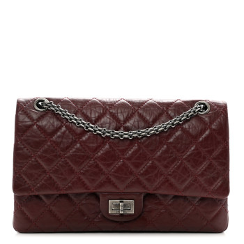 CHANEL Aged Calfskin Quilted 2.55 Reissue 226 Flap Dark Burgundy