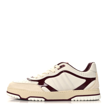 GUCCI Calfskin Suede Mens Re-Web Sneakers 12.5 White Red