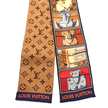 LOUIS VUITTON Silk Monogram Lock It Bandeau Brown