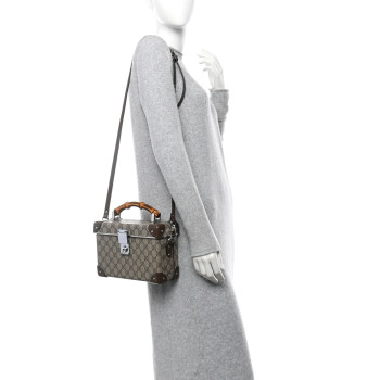 GUCCI GG Supreme Monogram Globe-Trotter Beauty Case Brown