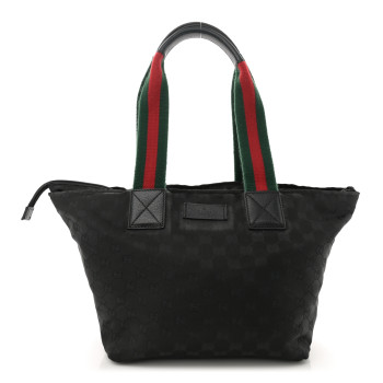 GUCCI GG Monogram Medium Web Handle Bucket Tote Black