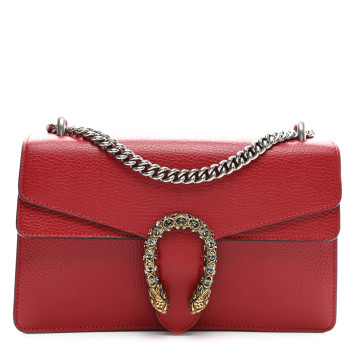 GUCCI Dollar Calfskin Swarovski Crystal Small Dionysus Shoulder Bag Hibiscus Red