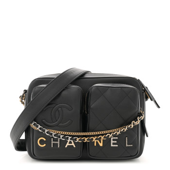 CHANEL Calfskin Quilted Small Camera Case Black