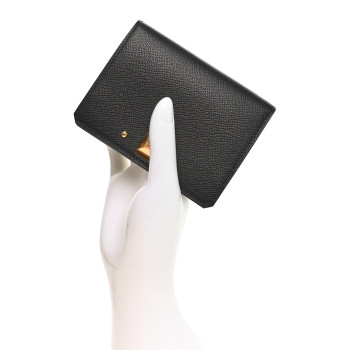 HERMES Madame Calfskin Medor Card Holder Black