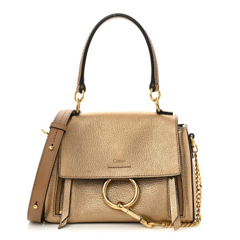 CHLOE Metallic Calfskin Mini Faye Day Shoulder Bag Gold