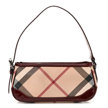 BURBERRY Patent Nova Check Newbury  Dark Red