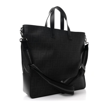 FENDI Zucca Spalmati Top Handle Convertible Tote Black