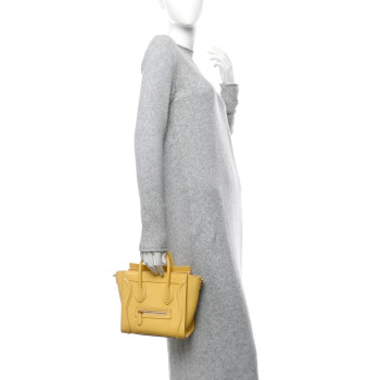CELINE Drummed Calfskin Nano Luggage Pollen