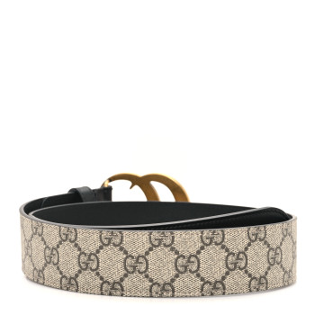 GUCCI GG Supreme Monogram Matte Plutone Calfskin Double G 40mm Belt 75 30 Beige Ebony Black