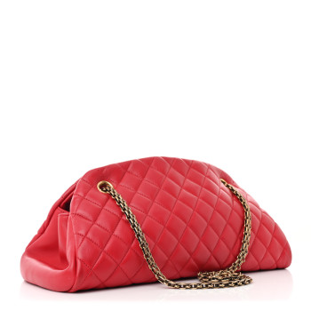 CHANEL Lambskin Quilted Medium Just Mademoiselle Red