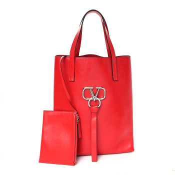 VALENTINO GARAVANI Smooth Calfskin VSling Tote Bag Rouge Pur
