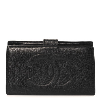 CHANEL Caviar Timeless CC French Wallet Black