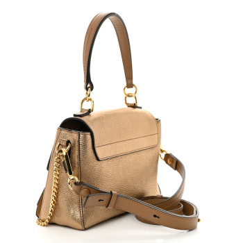 CHLOE Metallic Calfskin Mini Faye Day Shoulder Bag Gold