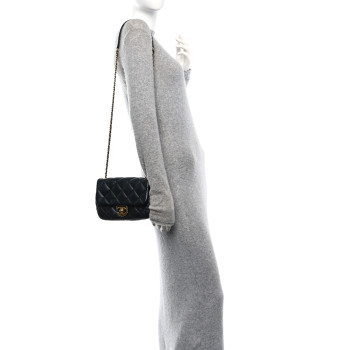 CHANEL Lambskin Quilted Mini Flap Black