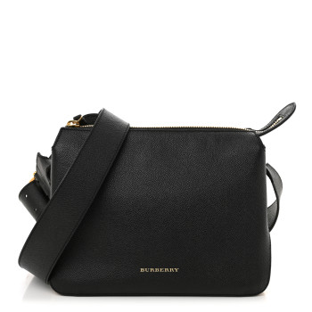 BURBERRY Soft Grain Calfskin House Check Small Helmsley Crossbody Black