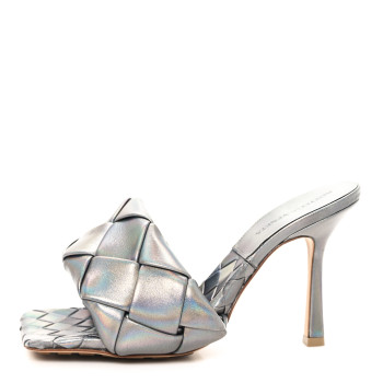BOTTEGA VENETA Laser Nappa Maxi Intrecciato Lido 90mm Mule Sandals 37 Oyster