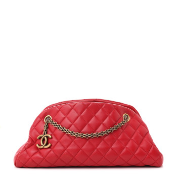 CHANEL Lambskin Quilted Medium Just Mademoiselle Red