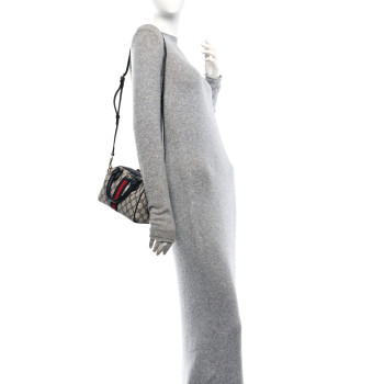 GUCCI GG Supreme Monogram Textured Dollar Calfskin Web Mini Ophidia Top Handle Bag Beige Blue