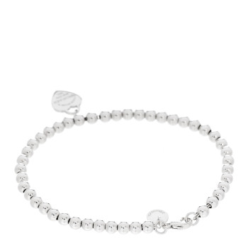 TIFFANY Sterling Silver Enamel 4mm Return To Tiffany Heart Tag Bead Bracelet Blue