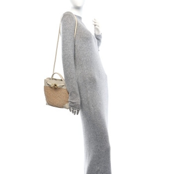 BOTTEGA VENETA Raffia Lambskin Torchon Small Andiamo Shoulder Bag Sea Salt Natural