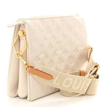 LOUIS VUITTON Lambskin Embossed Monogram Coussin PM Beige Cream