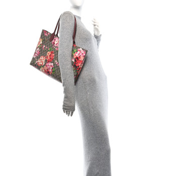 GUCCI GG Supreme Monogram Blooms Medium Reversible Tote Beige Multicolor Dry Rose