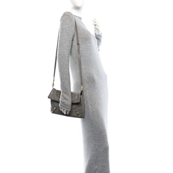 BALENCIAGA Agneau Giant 12 Gold Hardware Envelope Strap Clutch Gris Pyrite