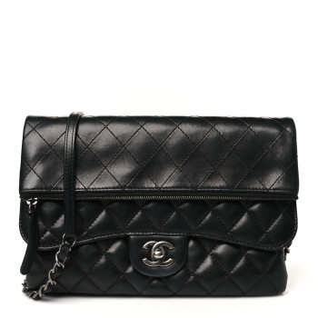 CHANEL Lambskin Quilted Mini Multi Flap Bag Black