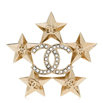 CHANEL Baguette Crystal CC Star Brooch Gold