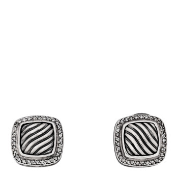 DAVID YURMAN Sterling Silver Diamond 10mm Sculpted Cable Albion Earrings