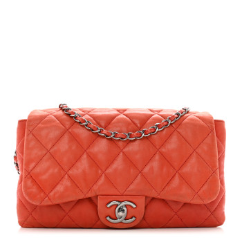 CHANEL Lambskin Quilted Chanel 3 Accordion Flap Bag Red