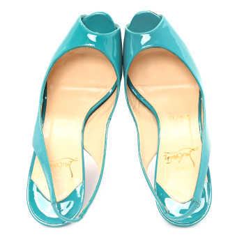 CHRISTIAN LOUBOUTIN Patent Vendome Sling 120 Pumps 36.5 Caraibes