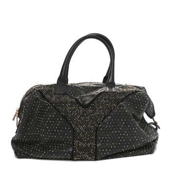 SAINT LAURENT Calfskin Rock Studded Easy Sac Black