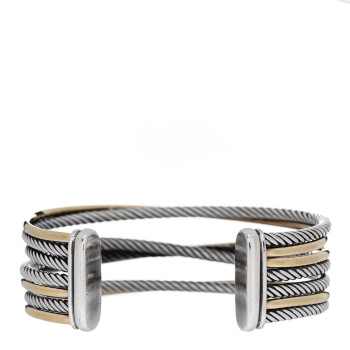 DAVID YURMAN Sterling Silver 18K Yellow Gold 21mm Four Row Crossover Cuff Bracelet