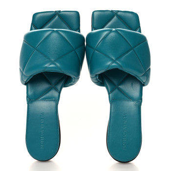 BOTTEGA VENETA Nappa Quilted Rubber Lido Flat Sandals 37.5 Duck Green