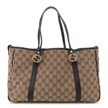 GUCCI Monogram Medium Twins Tote Dark Brown