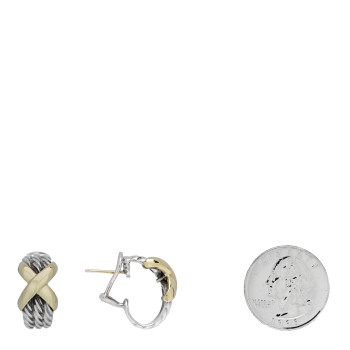 DAVID YURMAN Sterling Silver 14K Yellow Gold Cable Classics X Earrings
