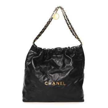 CHANEL Shiny Calfskin Quilted Chanel 22 Black