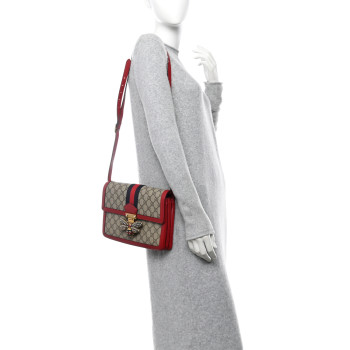 GUCCI GG Supreme Monogram Medium Queen Margaret Shoulder Bag Red