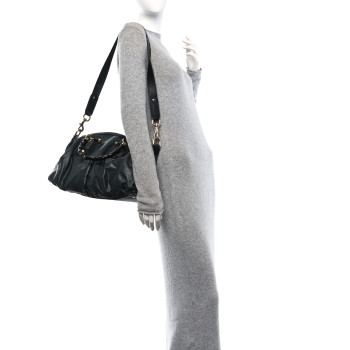 GUCCI Calfskin Pop Bamboo Top Handle Tote Black