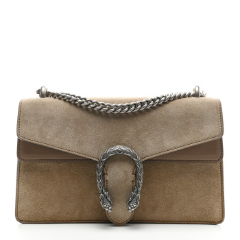 GUCCI Suede Small Dionysus Shoulder Bag Taupe